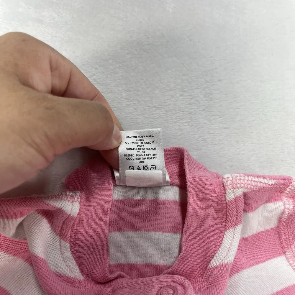 Hanna Andersson Organic Cotton Sleeper Baby Girl 12-18m Pink Striped Footless